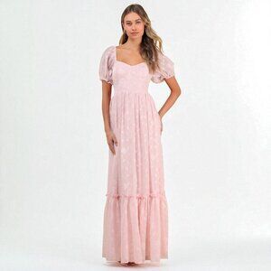 Lulus Phenomenal Sweetness Pink Floral Burnout Bustier Maxi Dress Size Large